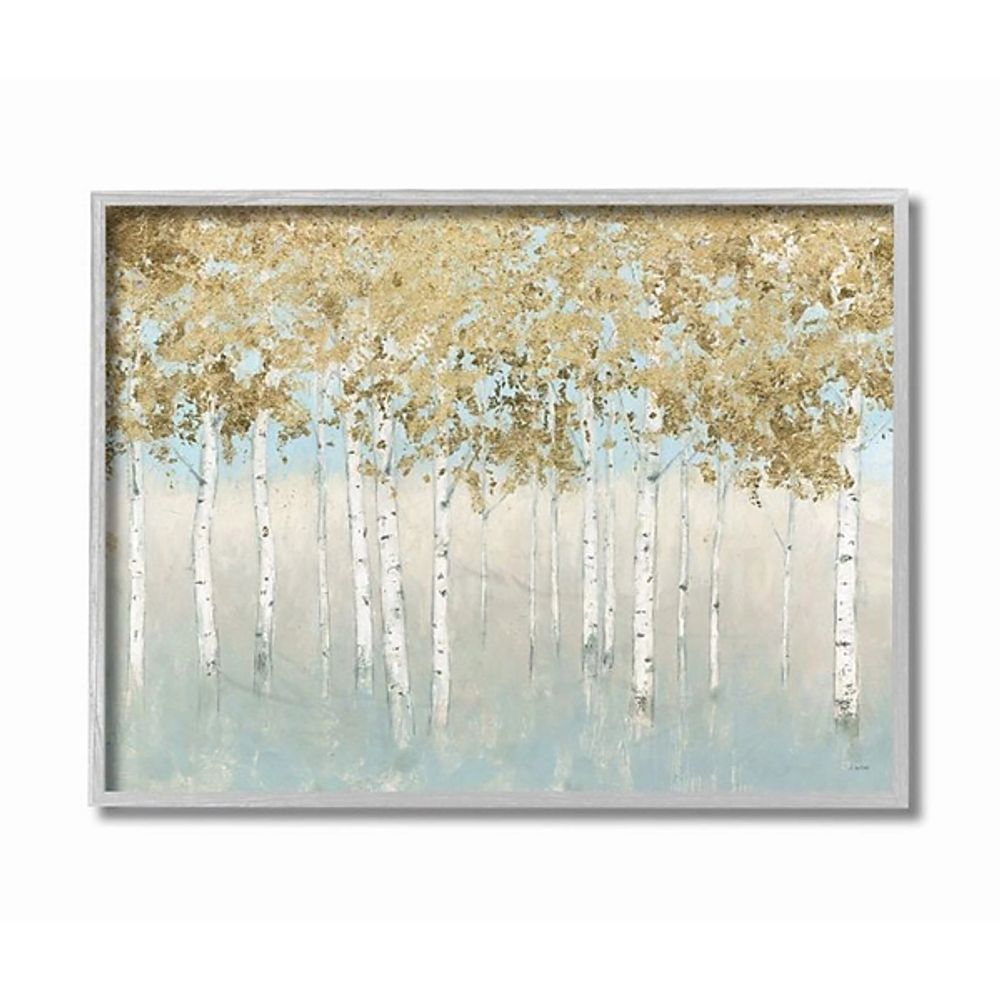 Gray and Gold Tree Framed Art Print