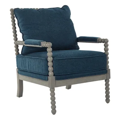 Navy Liam Turned Leg Accent Chair