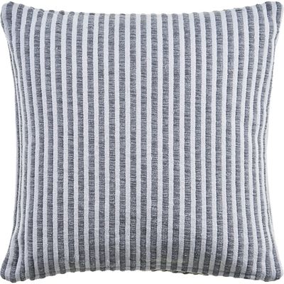 Gray and Cream Striped Pillow, 22 in.