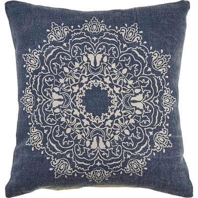 Intricate Medallion Navy and Cream Pillow