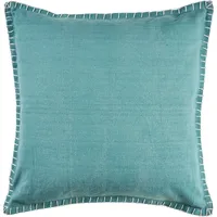 Teal with Embroidered Edge Pillow, 24 in.