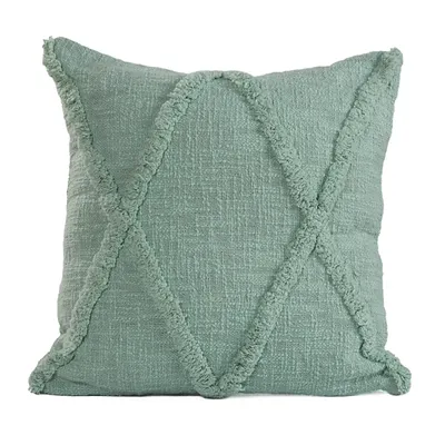 Misty Jade Tufted Diamond Pillow, 18 in.