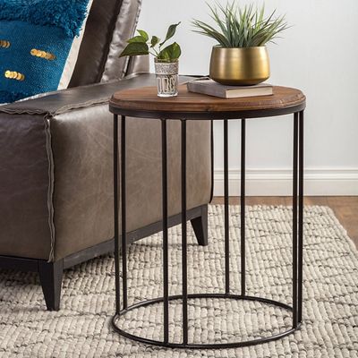 Round Wooden and Metal Baldwin Accent Table