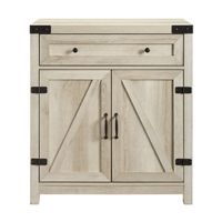 White Oak Wash Wooden and Metal Barn Door Cabinet
