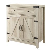 White Oak Wash Wooden and Metal Barn Door Cabinet