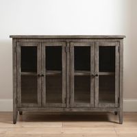 Charcoal 4-Door Windowpane Wooden Cabinet