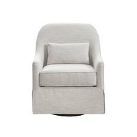 White Patterned Upholstered Swivel Glider Chair