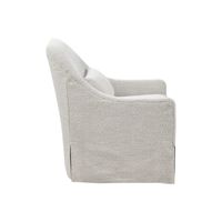 White Patterned Upholstered Swivel Glider Chair