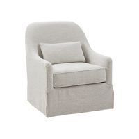 White Patterned Upholstered Swivel Glider Chair