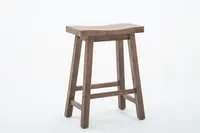 Brown Wooden Saddle Seat Counter Stool