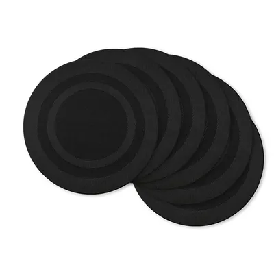 Black Round Double Frame Placemats, Set of 6