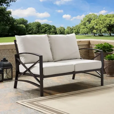 Cream and Bronze Dayton Outdoor Loveseat