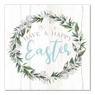Happy Easter Wreath Canvas Art Print