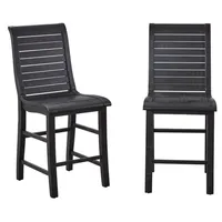 Black Slatted Counter Stools, Set of 2