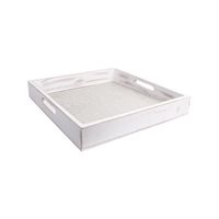 Whitewash Wooden and Metal Base Trays, Set of 3