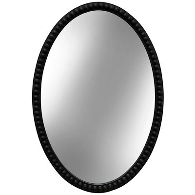 Black Wooden Oval Beaded Mirror