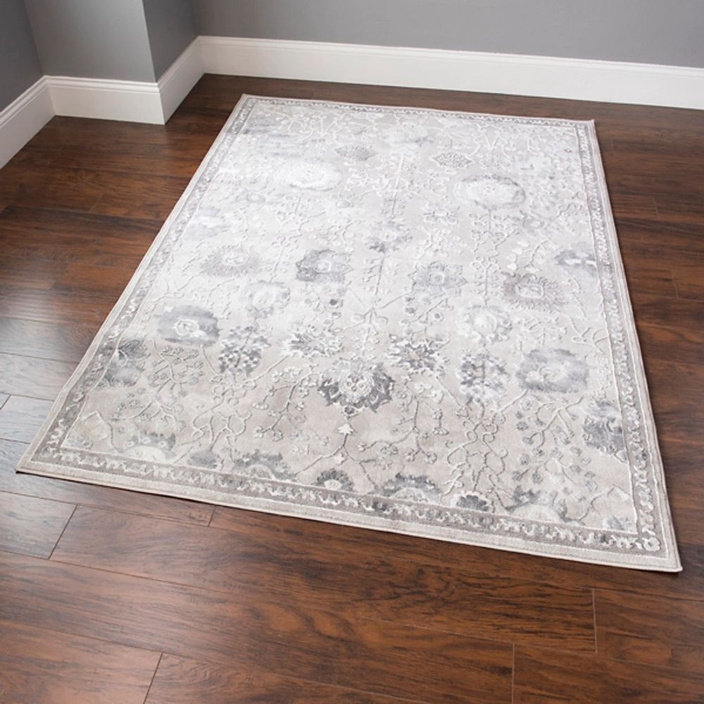 Gray Floral Elianna Area Rug, 5x7