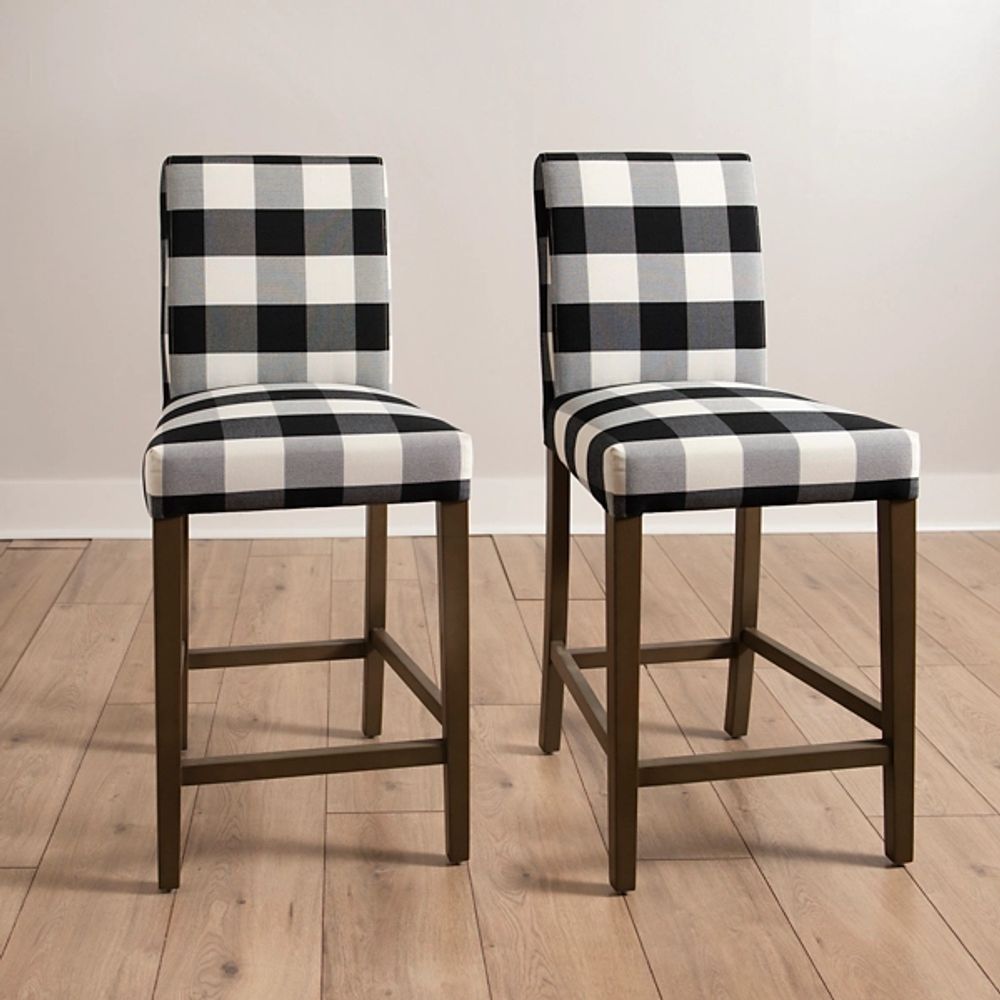 black and white buffalo check bar stools