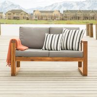 Brown Acacia Outdoor Loveseat with Cushions