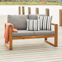 Brown Acacia Outdoor Loveseat with Cushions