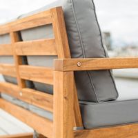 Brown Acacia Outdoor Loveseat with Cushions