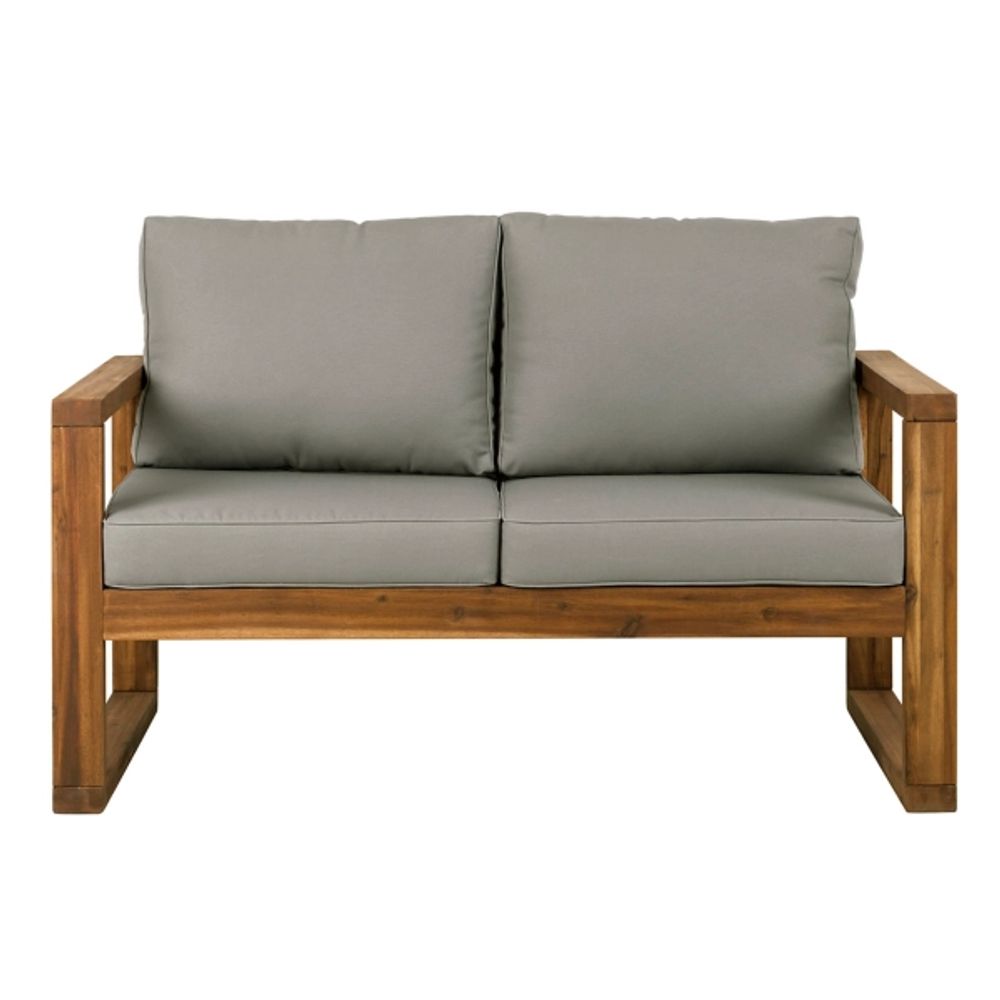 Brown Acacia Outdoor Loveseat with Cushions