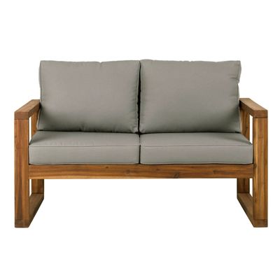 Brown Acacia Outdoor Loveseat with Cushions