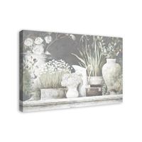 White and Gray Floral Assortment Canvas Art Print