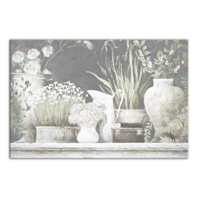 White and Gray Floral Assortment Canvas Art Print