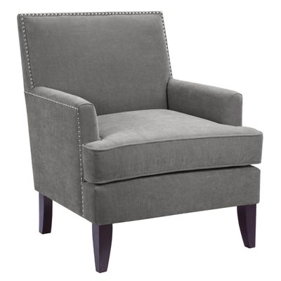 Gray Charlie Track Arm Club Accent Chair