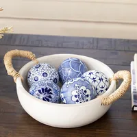 Blue and White Porcelain Orbs, Set of 5