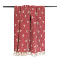 Red Stars Fringed Throw