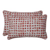 Coral Dotted Outdoor Lumbar Pillows, Set of 2