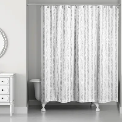 Gray Petal Lines Shower Curtain