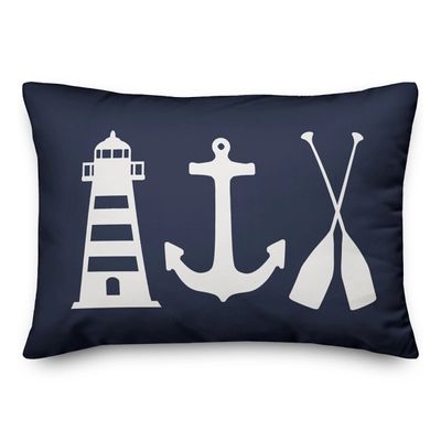 Navy Coastal Symbols Pillow