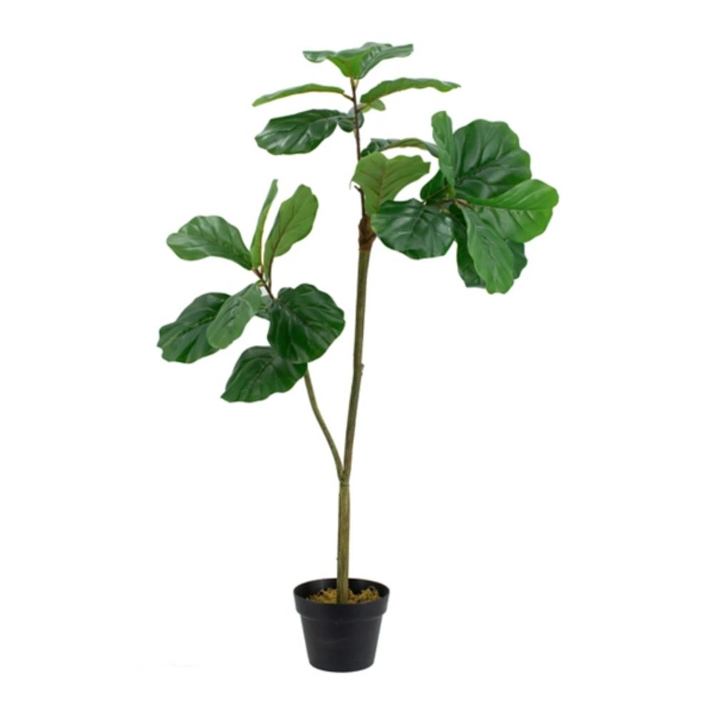 Faux Fiddle Leaf Plant in Black Pot