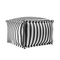 Gray Striped Outdoor Pouf