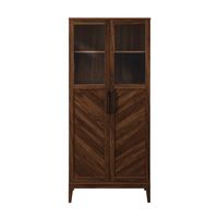 Dark Walnut Chevron Wooden Storage Cabinet