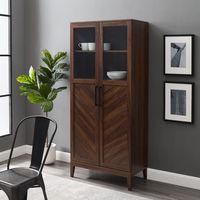 Dark Walnut Chevron Wooden Storage Cabinet