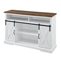 White Highboy Sliding Barn Door Media Cabinet