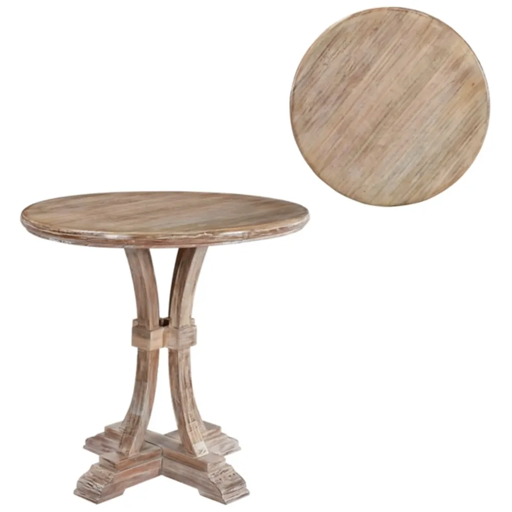 Round Mango Wood Accent Table