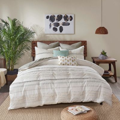 Gray and White 3-pc. California King Duvet Set