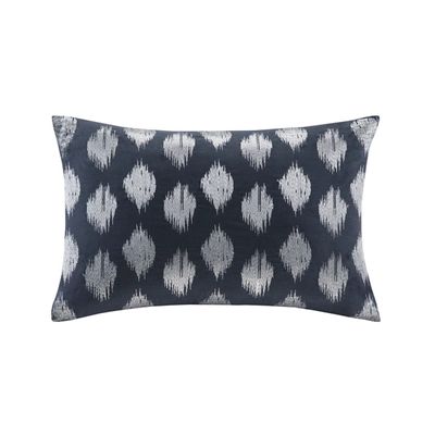 Navy and Metallic Silver Ikat Accent Pillow