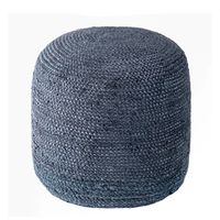 Black Neely Jute Chevron Braided Pouf