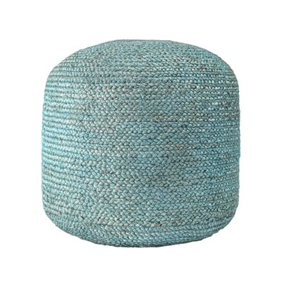 Turquoise Neely Jute Braided Pouf