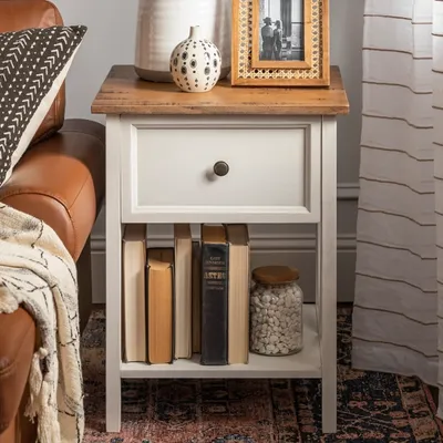 Whitewash Barnwood Accent Table