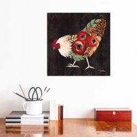 Botanical Rooster Canvas Art Print