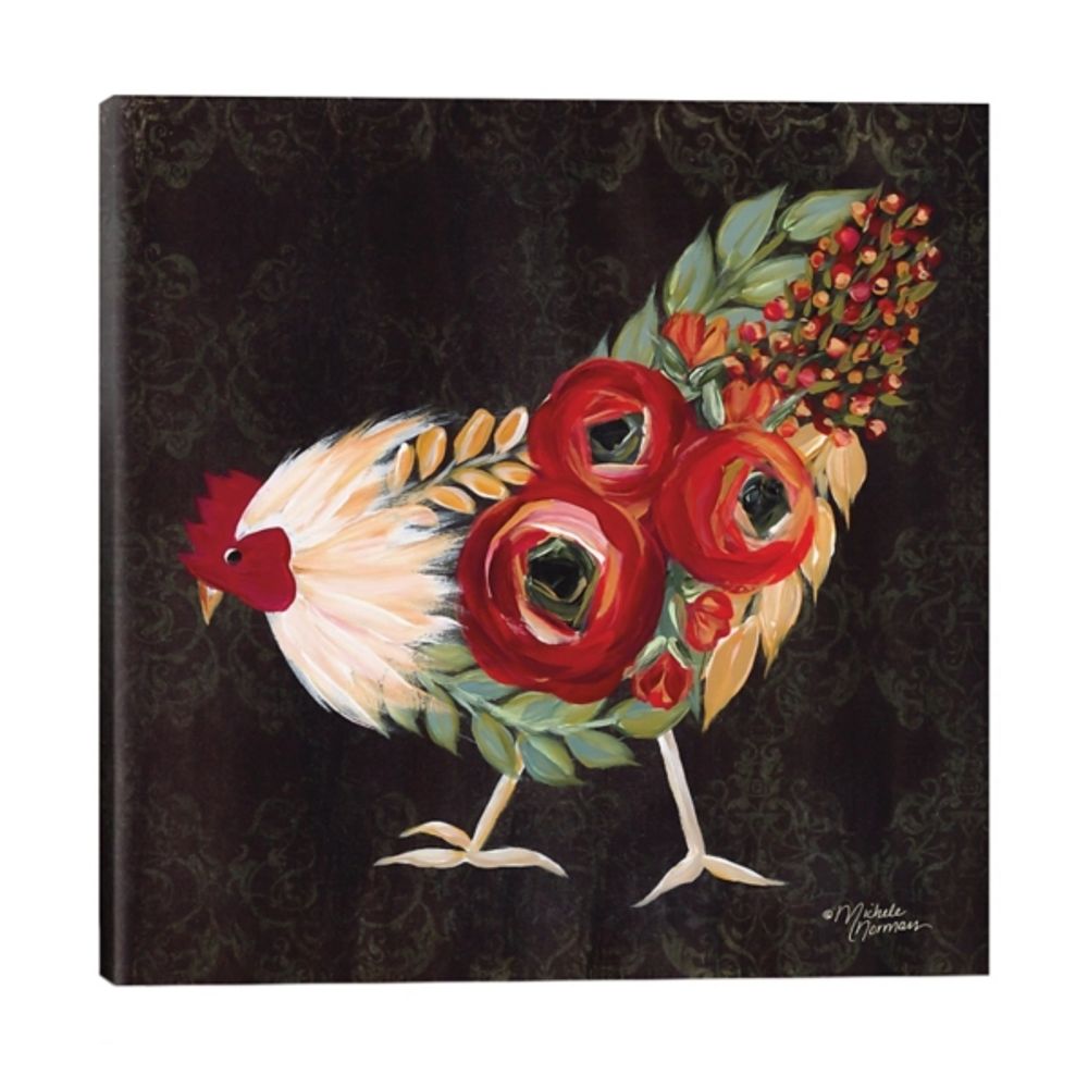 Botanical Rooster Canvas Art Print