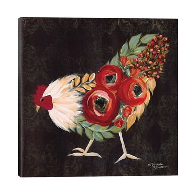 Botanical Rooster Canvas Art Print