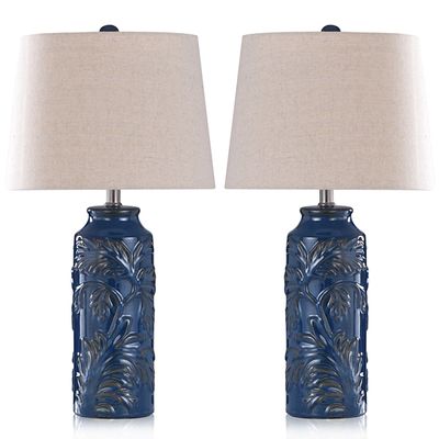 Blue Botanical Mayfield Table Lamps, Set of 2